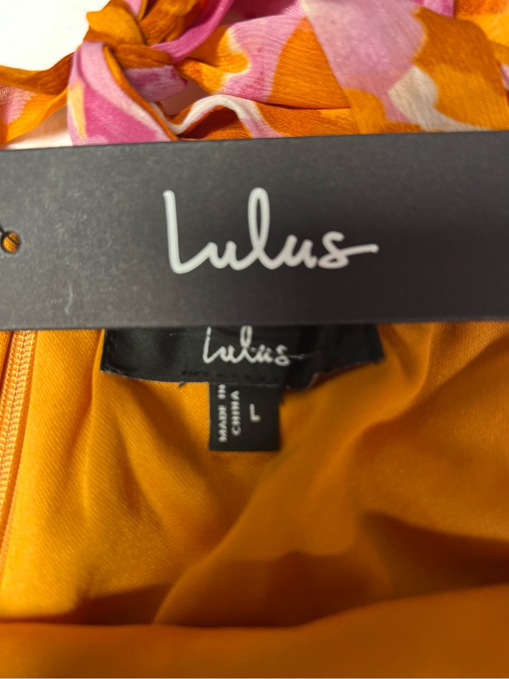 Lulus Sabine Orange Multi Floral Halter Mini Dress Size L NWT - Picture 9 of 11